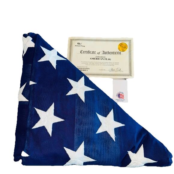 NEW Embroidered Cotton Official U.S. Interment Flag 5' x 9.5' Burial USA MADE - Picture 1 of 6